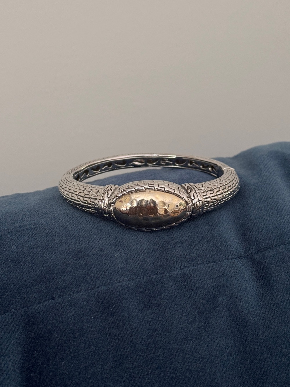 Stainless steel two- tone bangle bracelet